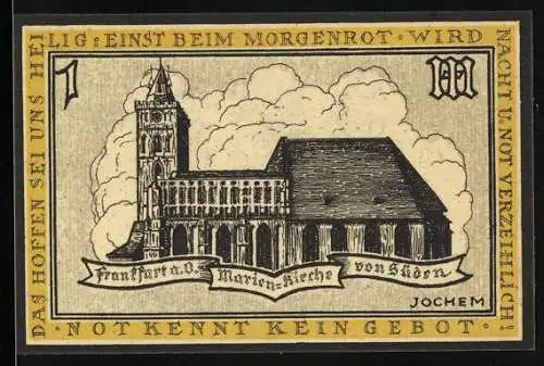 Notgeld Frankfurt a.O., 100 Pfennig, Marien-Kirche und Stadtwappen, Haupt- und Handelsstadt