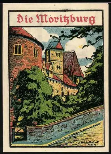 Notgeld Halle an der Saale 1921, 50 Pfennig, Die Moritzburg, Ausgabestelle Stadtsparkasse