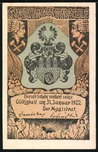 Notgeld Celle, 1922, 25 Pfennig, Birken im Moor Wacholdergruppe Halalieiche Wetterkiefer