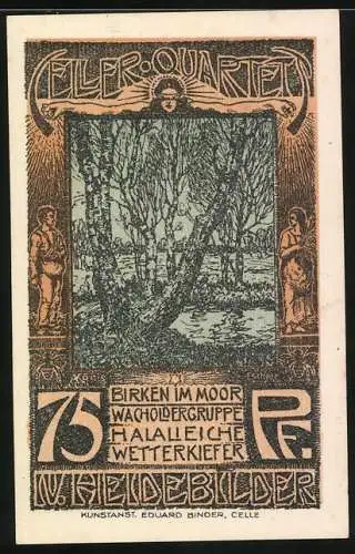 Notgeld Celle, 1922, 75 Pfennig, Stadtwappen, Birken im Moor