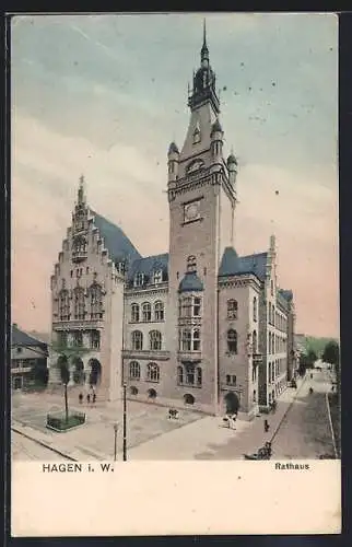 AK Hagen i. W., Ansicht vom Rathaus mit Strassenblick