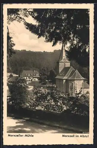 AK Marxzell im Albtal, Gasthaus Marxzeller-Mühle und Kirche