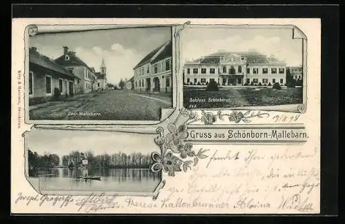 AK Göllersdorf, Schönborn-Mallebarn, Schloss Schönboren, Schlosspark und Teich