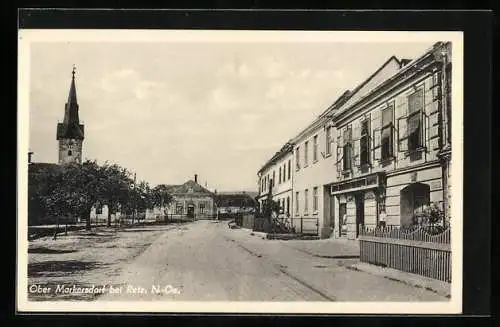 AK Ober Markersdorf, Strassenansicht mit Kirche und Genossenschafts Molkerei