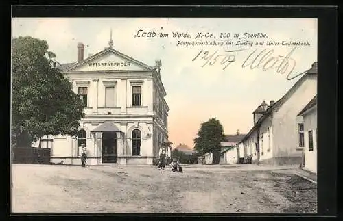 AK Laab am Walde, Haus Weissenberger, Strassenpartie mit Kindern