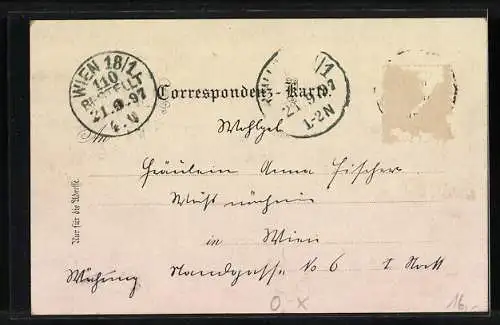 Lithographie Giesshübel, Restauration Liechtenstein, Burg Liechtenstein, Amphitheater