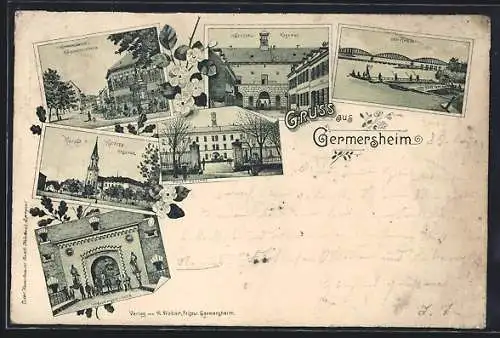 Lithographie Germersheim, Zoller-Kaserne, Seyssel-Kaserne, Kloster-Kaserne