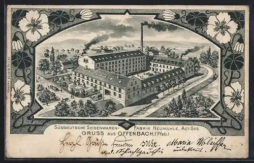 Lithographie Offenbach /Pfalz, Süddeutsche Seidenwaren-Fabrik Neumühle A. G.