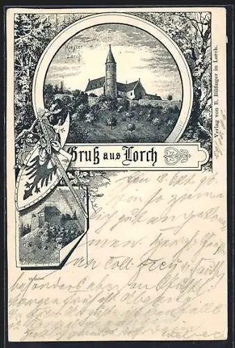 Lithographie Lorch / Württbg., Kloster Lorch, Wäscher-Schlössle