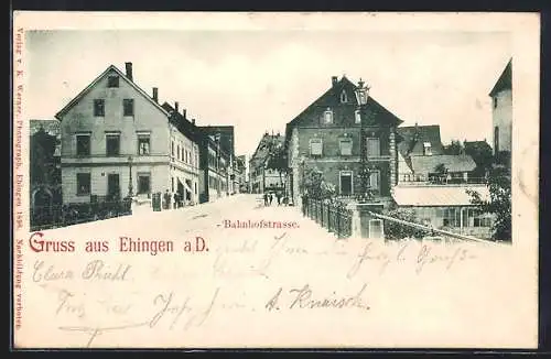 AK Ehingen a. D., Bahnhofstrasse mit Anwohnern