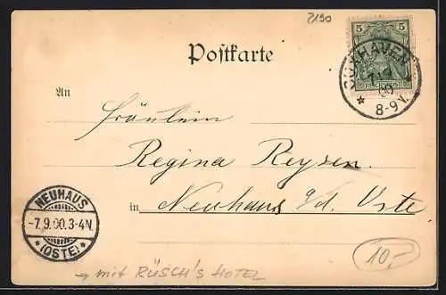 AK Cuxhaven, Rüschs Hotel, H. Arriens Hotel, Deichstrasse