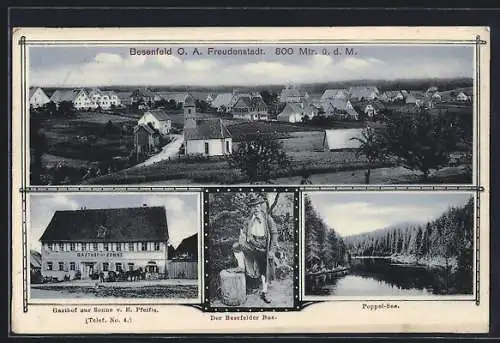 AK Besenfeld / Freudenstadt, Gasthaus zur Sonne, Poppel-See, Totalansicht