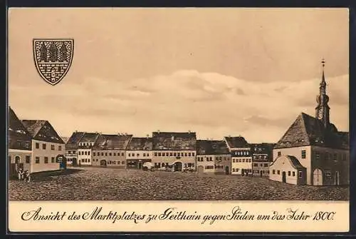 AK Geithain, Marktplatz um 1800