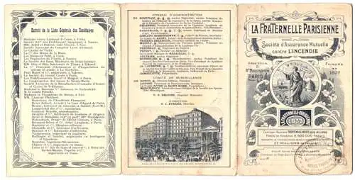 Werbebillet Paris, La Fraternelle Parisienne, Societé d`Assurance Mutuelle, 5 Bd. Montmartre