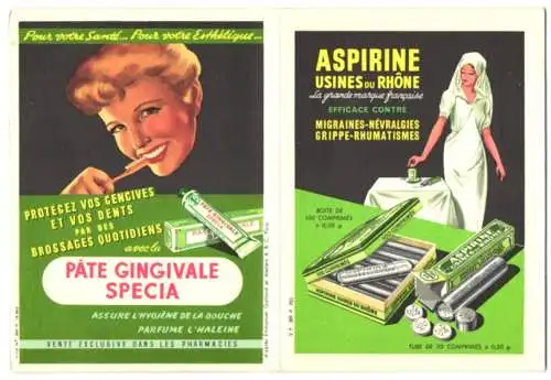 Werbebillet Aspirin-Tabletten, Pâte Gingivale Specia-Zahnpasta