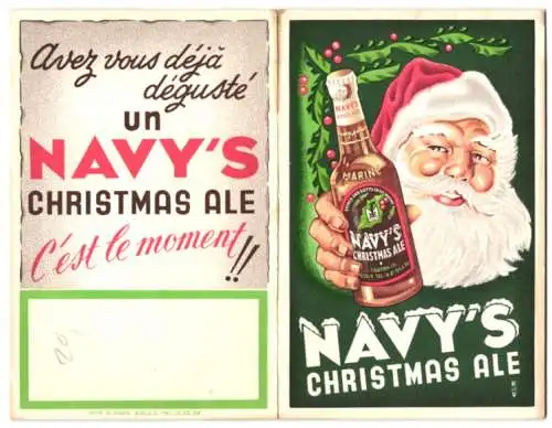 Werbebillet Navys Christmas Ale, Weihnachtsmann mit Bierflasche