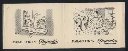 Werbebillet Uerdingen am Rhein, Dujardin & Co., Weinbrandhersteller, Comic Strips