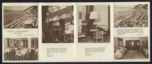 Werbebillet Chiavari, Hotel Castagnola, Dir. E. u. J. Westermann, Innenansichten, Lageplan