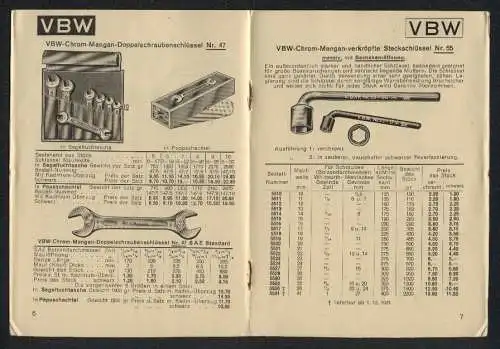 Werbebillet Remscheid-Vieringhausen, Vereinigte Beckersche Werkzeugfabriken (VBW), verschiedene Werkzeuge