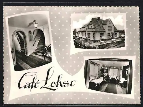 AK Bosau, Kreis Eutin, Cafè Lohse in drei Ansichten