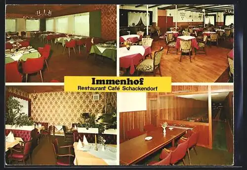 AK Schackendorf /Bad Segeberg, Restaurant-Café Immenhof mit Innenansichten