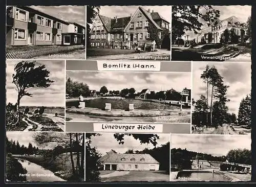 AK Bomlitz i. Hann., Ledigenheim, Wohlfahrtsgebäude, Verwaltungsgebäude, Badeanstalt