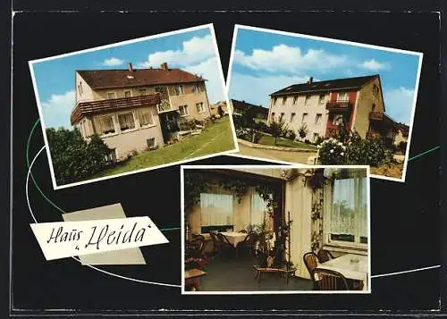 AK Bad Meinberg, Die Pension Haus Heida mit Innenansicht, Marktstrasse 45