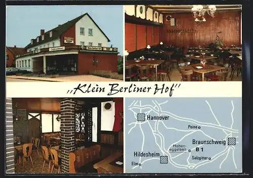 AK Hoheneggelsen, Das Gasthaus Klein Berliner Hof v. Horst Werner mit Innenansichten und Karte