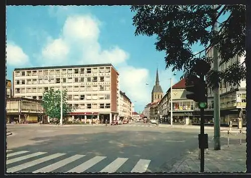 AK Hildesheim, Blick vom Hindenburgplatz in die Schuhstrasse