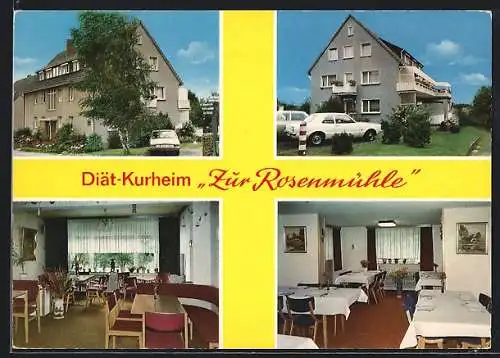 AK Bad Driburg /W., Das Diät-Kurheim Haus Schadek Zur Rosenmühle mit Innenansichten, Hildegundestr. 4