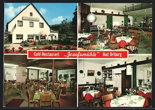 AK Bad Driburg, Vier Ansichten vom Cafè-Restauranr Josefsmühle