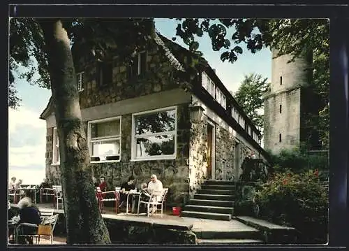 AK Bad Driburg, Café-Restaurant Sachsenklause mit Terrasse