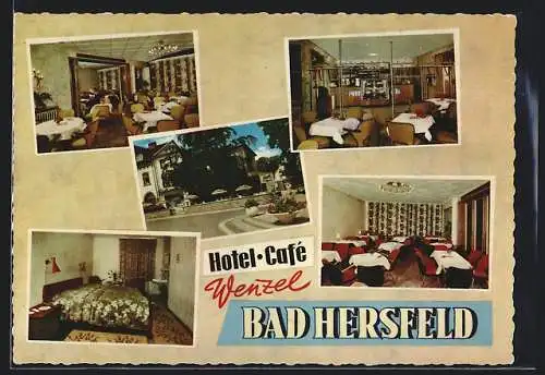 AK Bad Hersfeld, Hotel-Café Wenzel mit Innenansichten