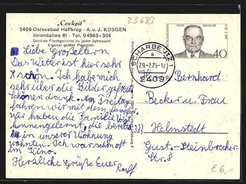 AK Haffkrug, Ostseebad, Restaurant Cockpit, Strandallee 81, Innenansicht