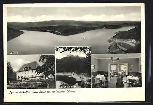 AK Waldeck / Hessen, Sperrmauercafe Haus Luise am Edersee, Innenansicht, Schloss Waldeck