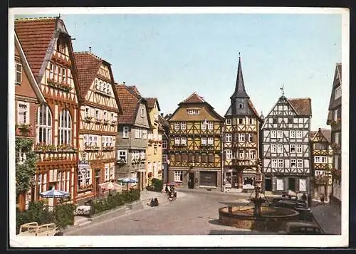 AK Fritzlar, 1200 jährige Geschichte, Marktplatz mit Hotel und Brunnen