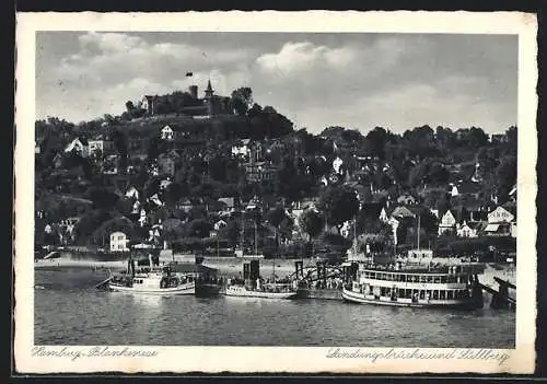 AK Hamburg-Blankenese, Landungsbrücke und Süllberg