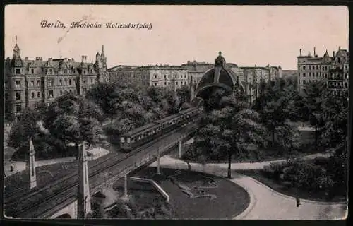 AK Berlin-Schöneberg, Teilansicht mit der Hochbahn Nollendorfplatz