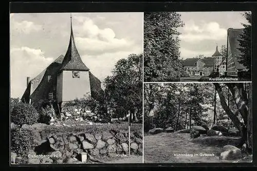 AK Cadenberge /N. E., Kreisberufsschule, Kirche, Mühlenberg im Gutspark