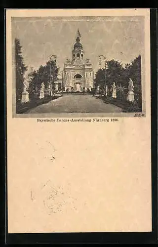 AK Nürnberg, Bayerische Landes-Ausstellung 1896, Ausstellungsgebäude, Ganzsache Bayern 5 Pfennig