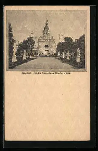 AK Nürnberg, Bayrische Landes-Ausstellung 1896, Skulpturen, Ganzsache Bayern 5 Pfennig