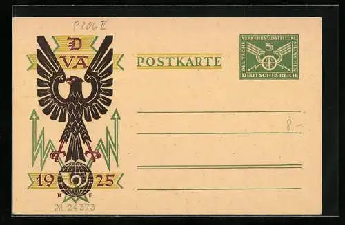 AK München, Deutsche Verkehrs-Ausstellung 1925, Ganzsache 5 Pfennig