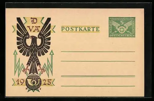 AK München, Deutsche Verkehrs-Ausstellung 1925, Ganzsache 5 Pfennig