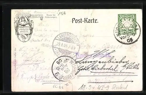 Künstler-AK Nürnberg, Volksfest 1905, Festgelände, Ganzsache Bayern 5 Pfennig