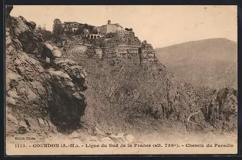 AK Gourdon /A.-M., Ligne du Sud de la France, Chemin du Paradis