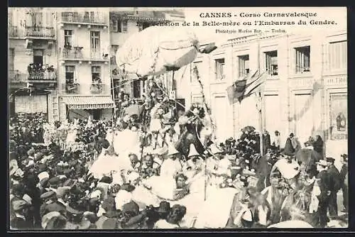 AK Cannes, Corso Carnavalesque, Ascension de la Belle-mère ou l`Embarras du Gendre