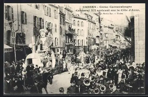 AK Cannes, Corso Carnavalesque, Carnaval XII arrivant sur la Cote d`Azur