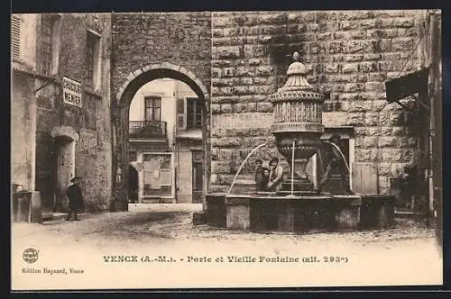 AK Vence /Alpes-Maritimes, Porte et Vieille Fontaine