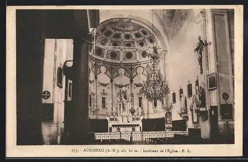AK Auribeau /Alpes-Maritimes, Intérieur de l`Église