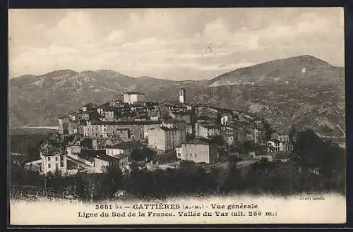 AK Gattiéres /Alpes-Maritimes, Vue général, Vallée du Var